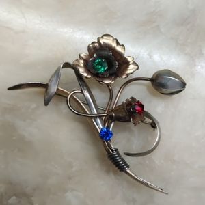 L.S. Co floral spray vintage brooch